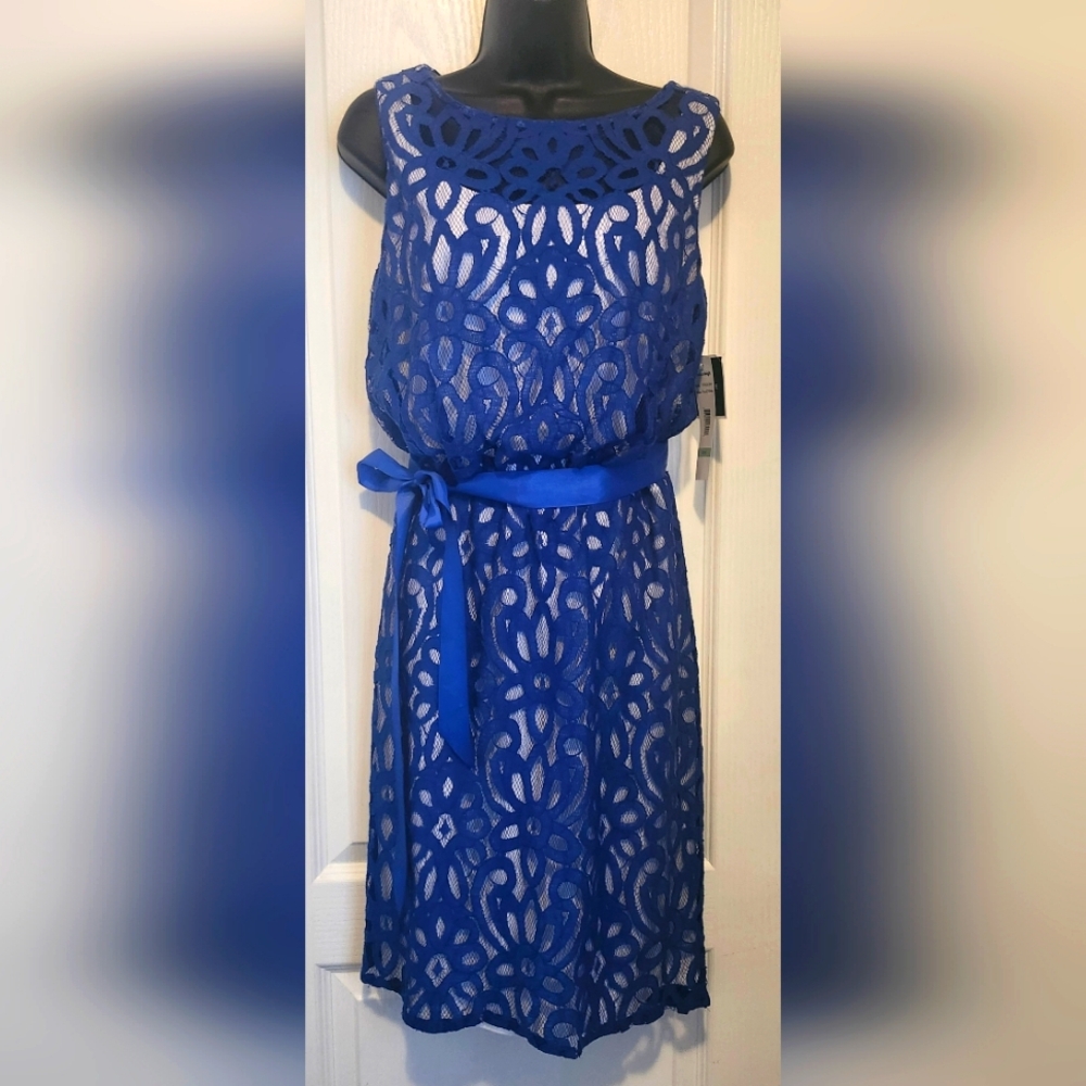 Madison Leigh Blue Sheath Cocktail Dress Size 8 NWT